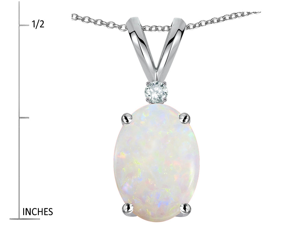 Star K Oval 7x5mm Genuine Opal Pendant Necklace