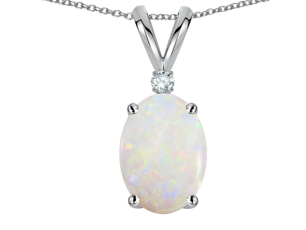 Star K Oval 7x5mm Genuine Opal Pendant Necklace