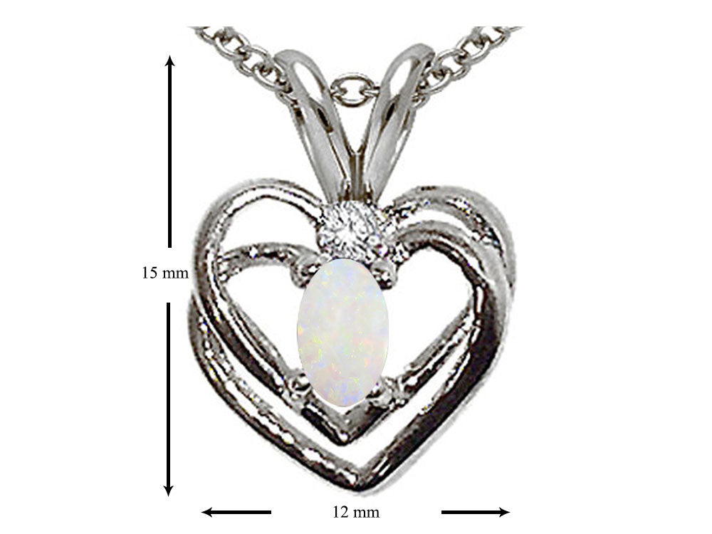 Tommaso Design Genuine Opal Heart Pendant Necklace