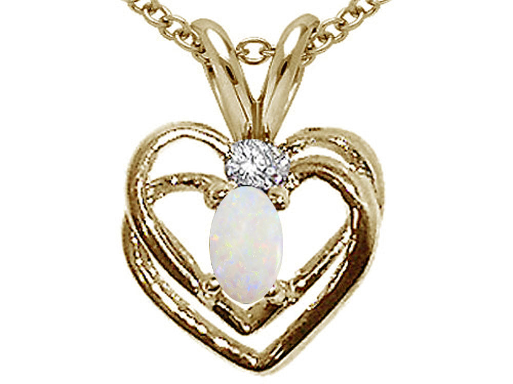 Tommaso Design Genuine Opal Heart Pendant Necklace