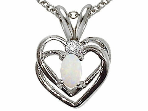 Tommaso Design Genuine Opal Heart Pendant Necklace