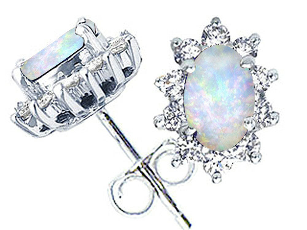 Tommaso Design Oval 6x4mm Genuine Opal Earrings