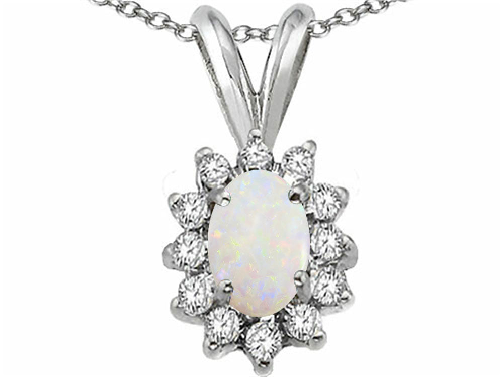 Tommaso Design Oval 7x5mm Genuinie Opal Pendant Necklace
