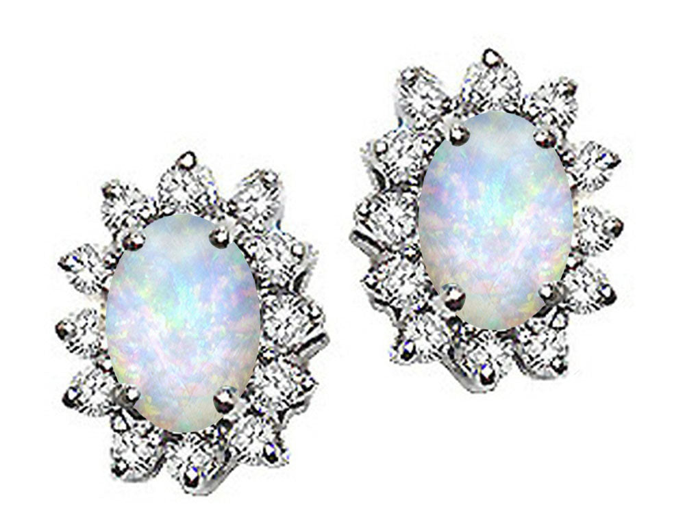 Tommaso Design Oval 7x5mm Genuine Opal Earrings