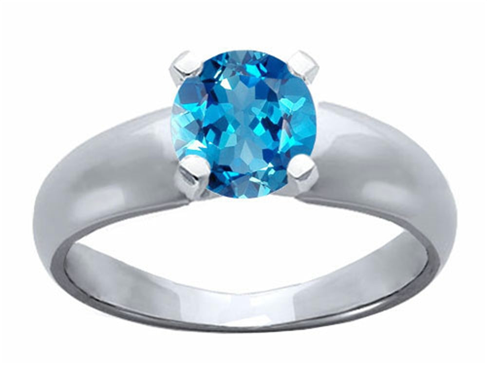 Tommaso Design Round 6mm Genuine Blue Topaz Ring