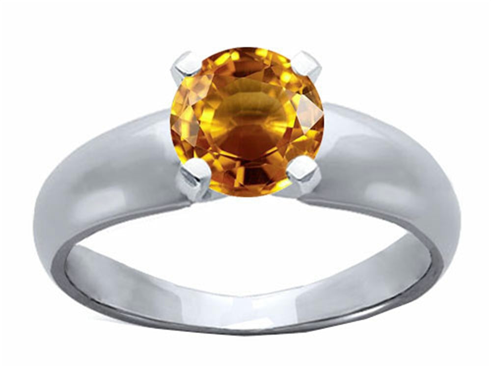 Tommaso Design Round 6mm Genuine Citrine Ring