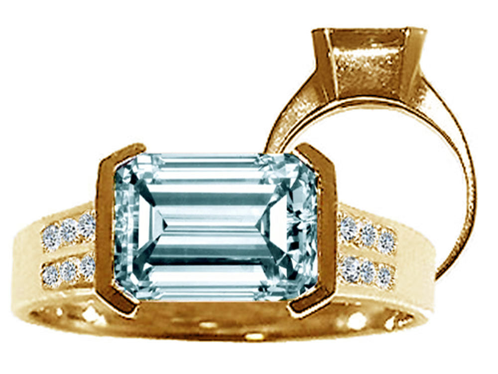 Tommaso Design Genuine Aquamarine Ring