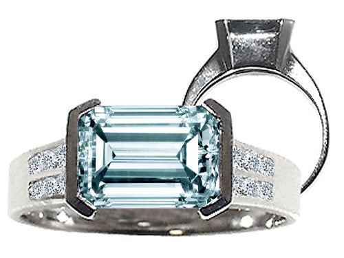 Tommaso Design Genuine Aquamarine Ring