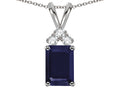 Star K Classic Emerald Octagon Cut 8x6mm Genuine Sapphire Rabbit Ear Pendant Necklace 7 x 20mm