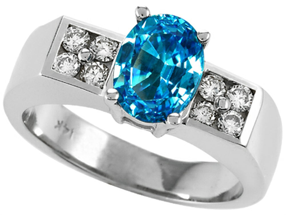 Tommaso Design Oval 8x6 mm Genuine Blue Topaz Ring