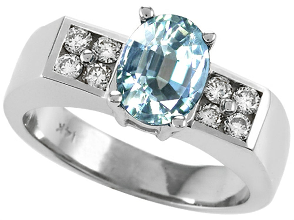 Tommaso Design Genuine Aquamarine Ring