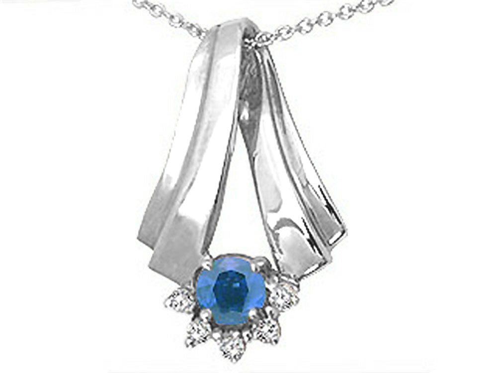 Tommaso Design™ Round 4.5mm Genuine Sapphire Pendant Necklace