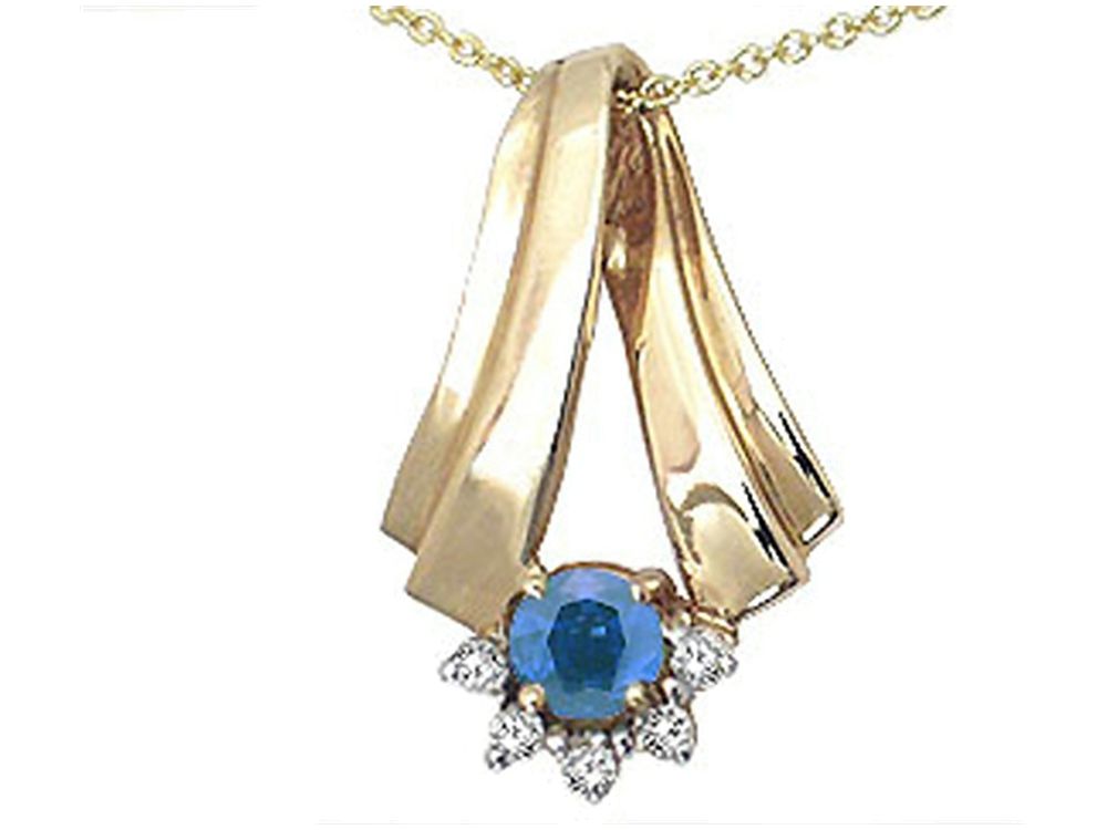 Tommaso Design Round 4.5mm Genuine Sapphire Pendant Necklace