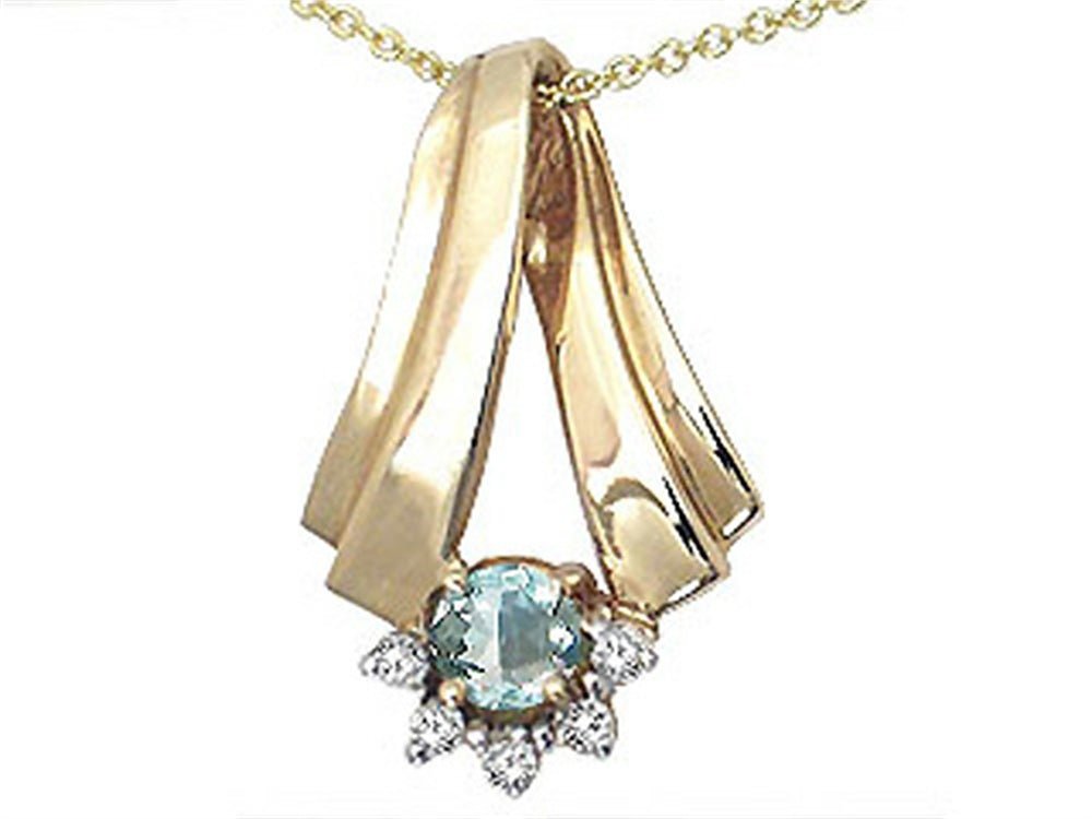 Tommaso Design Round 4.5mm Genuine Aquamarine Pendant Necklace