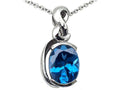 Tommaso Design Oval 9x7mm Genuine Blue Topaz Pendant Necklace
