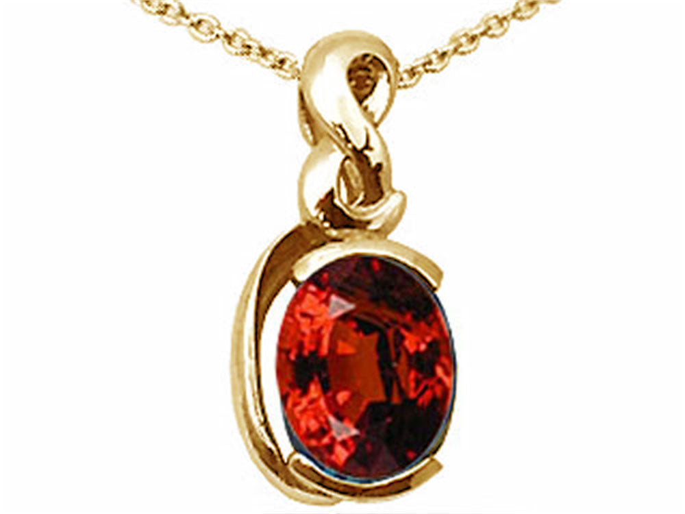 Tommaso Design™ Oval 9x7mm Genuine Garnet Pendant Necklace