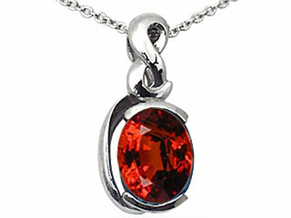 Tommaso Design™ Oval 9x7mm Genuine Garnet Pendant Necklace