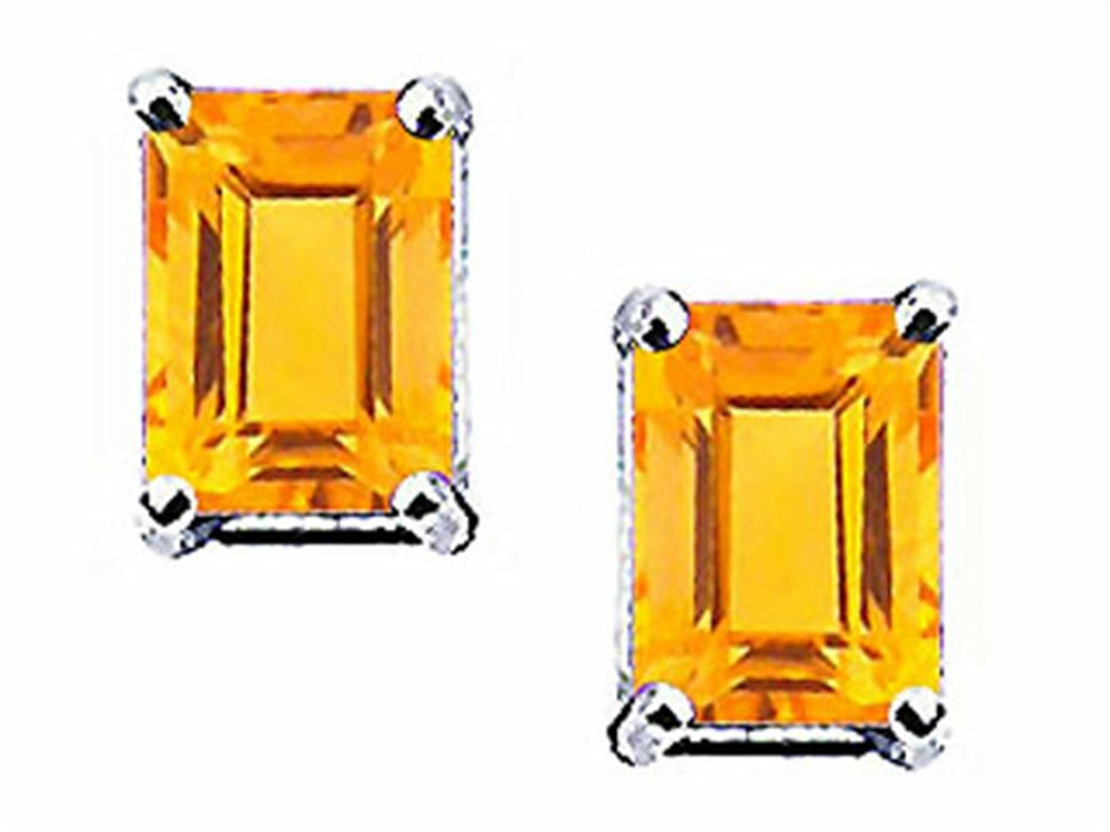 Tommaso Design Emerald Cut 8x6mm Genuine Citrine Earrings