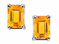 Tommaso Design Emerald Cut 8x6mm Genuine Citrine Earrings