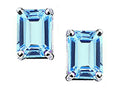 Tommaso Design Emerald Cut 8x6mm Genuine Aquamarine Earrings
