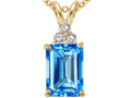 Tommaso Design Emerald Cut 8x6mm Genuine Blue Topaz Pendant Necklace
