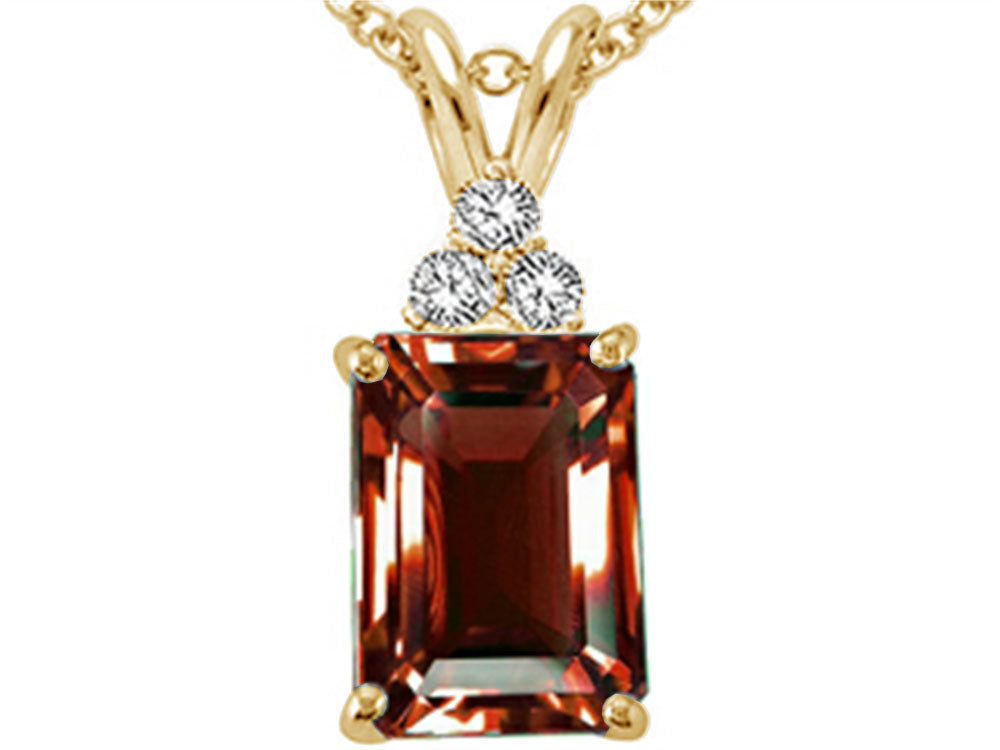 Tommaso Design Emerald Cut 8x6mm Genuine Garnet Pendant Necklace