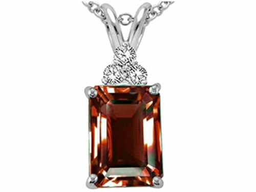 Tommaso Design Emerald Cut 8x6mm Genuine Garnet Pendant Necklace