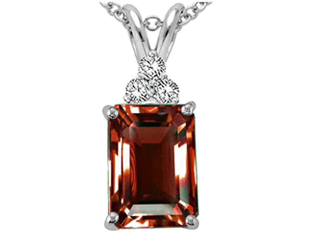 Tommaso Design™ Emerald Cut 8x6mm Genuine Garnet Pendant Necklace
