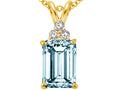 Tommaso Design Emerald Cut 8x6mm Genuine Aquamarine Pendant Necklace