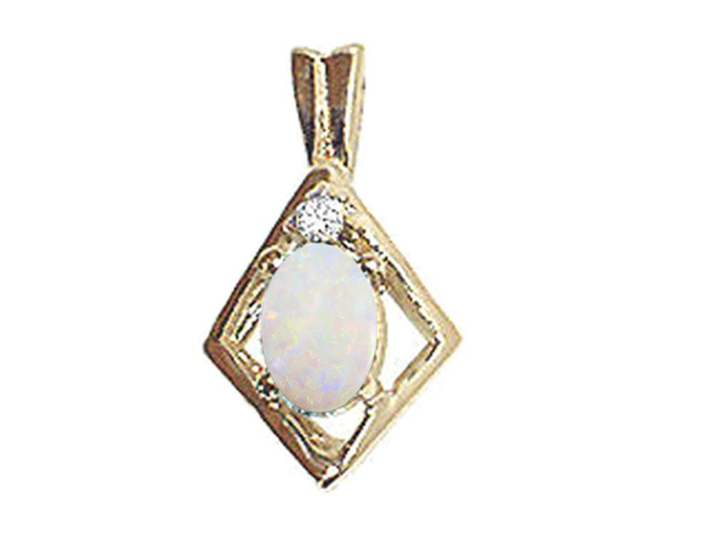 Tommaso Design Oval 6x4mm Genuine Opal Pendant Necklace