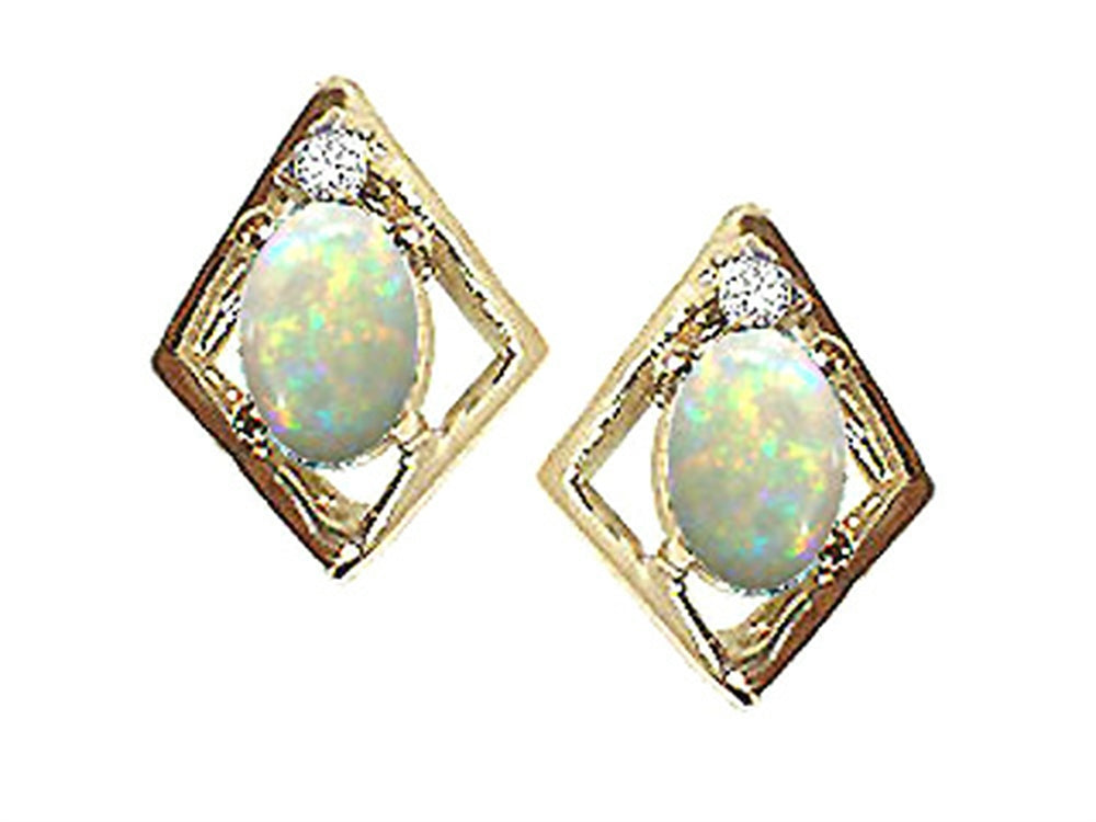 Tommaso Design Oval 6x4mm Genuine Opal Earrings