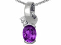 Tommaso Design Oval 8x6 mm Genuine Amethyst Pendant Necklace