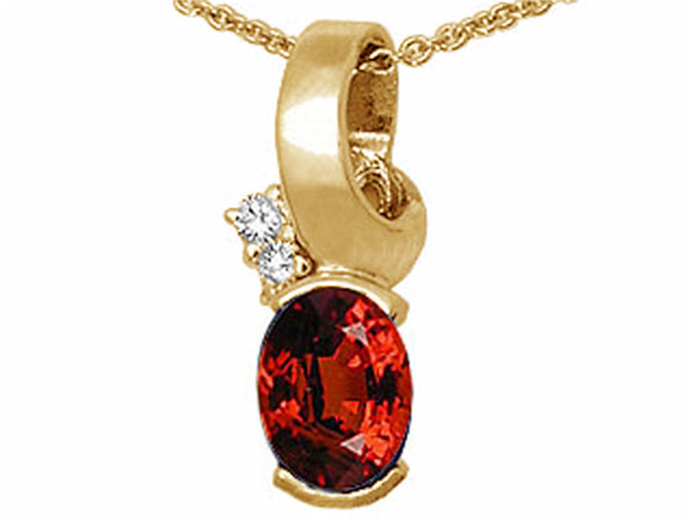 Tommaso Design™ Oval 8x6 mm Genuine Garnet Pendant Necklace