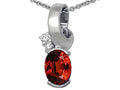 Tommaso Design Oval 8x6 mm Genuine Garnet Pendant Necklace