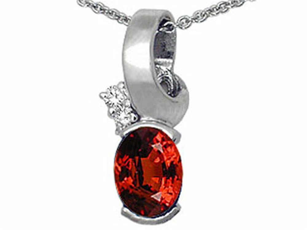 Tommaso Design Oval 8x6 mm Genuine Garnet Pendant Necklace