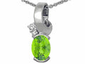 Tommaso Design Oval 8x6 mm Genuine Peridot Pendant Necklace