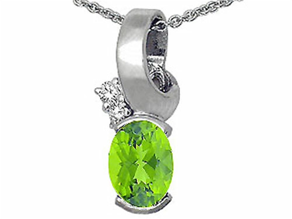 Tommaso Design Oval 8x6 mm Genuine Peridot Pendant Necklace
