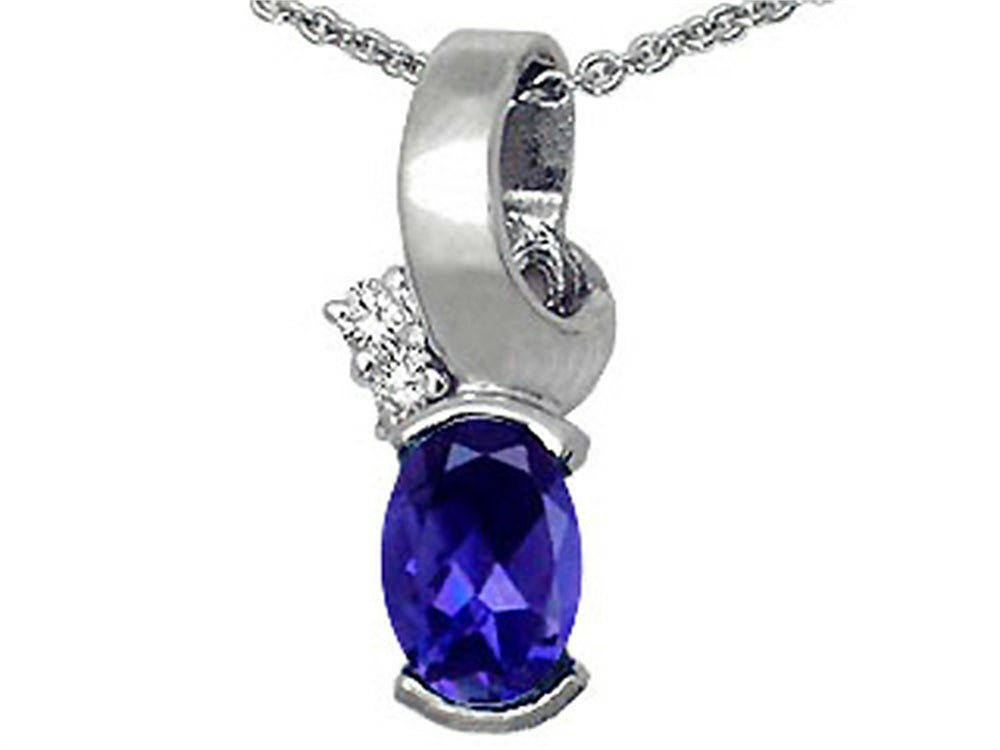 Tommaso Design Oval 8x6 mm Genuine Iolite Pendant Necklace