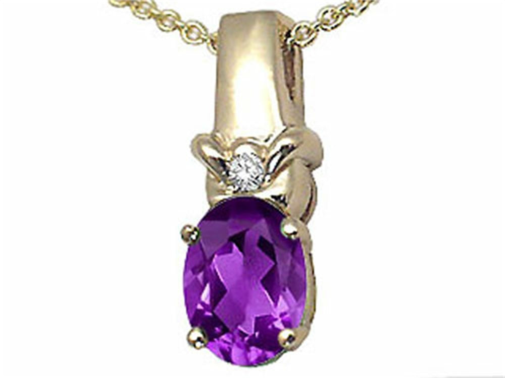 Tommaso Design Oval 8x6 mm Genuine Amethyst Pendant Necklace