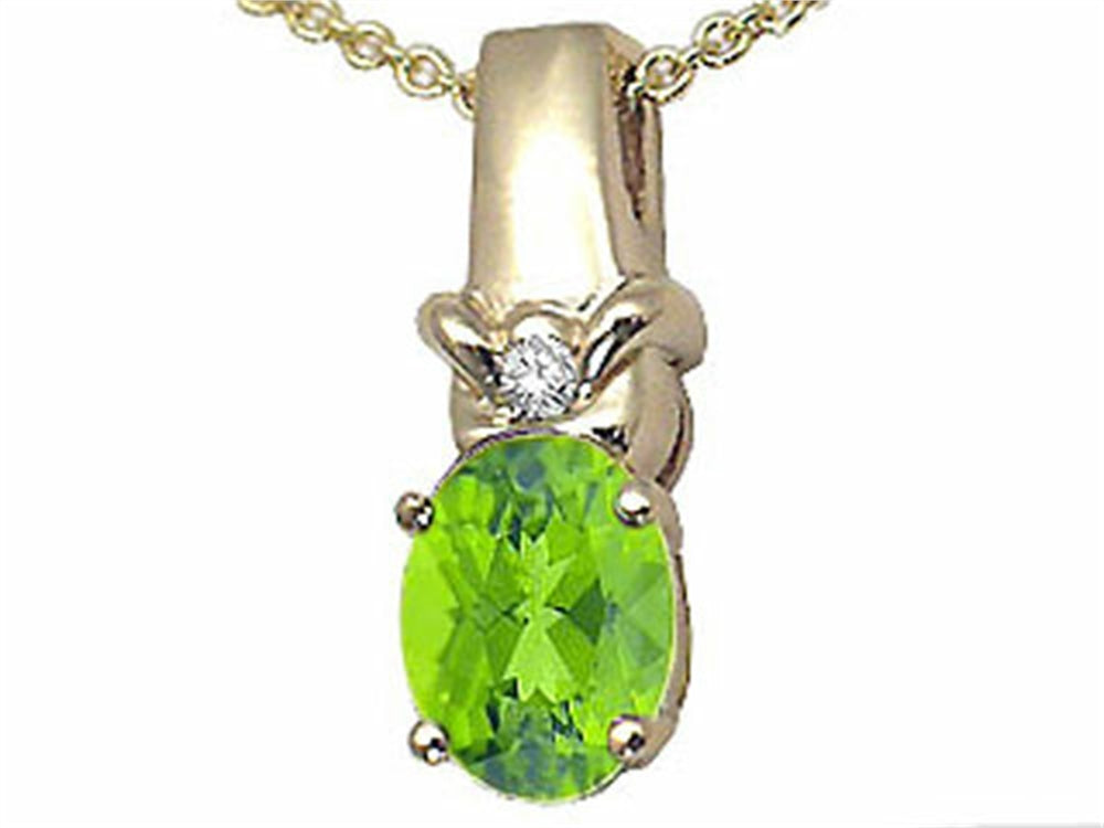 Tommaso Design Oval 8x6 mm Genuine Peridot Pendant Necklace