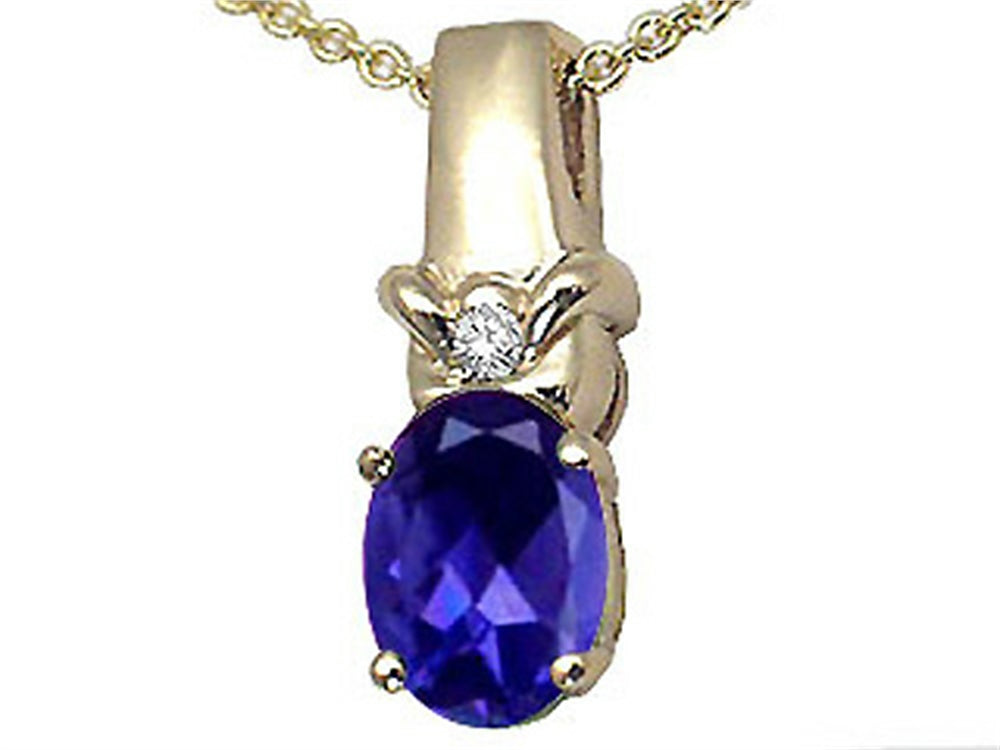 Tommaso Design Oval 8x6 mm Genuine Iolite Pendant Necklace