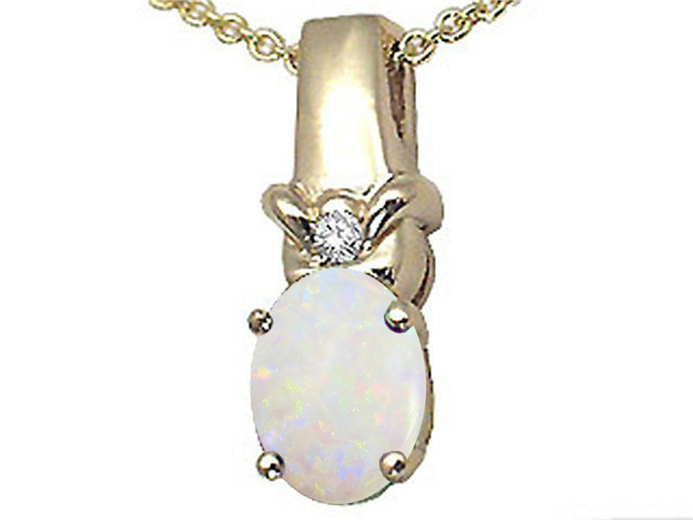 Tommaso Design Oval 8x6 mm Genuine Opal Pendant Necklace