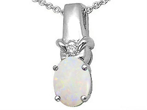 Tommaso Design Oval 8x6 mm Genuine Opal Pendant Necklace
