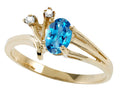 Tommaso Design Oval 6x4mm Genuine Blue Topaz Ring
