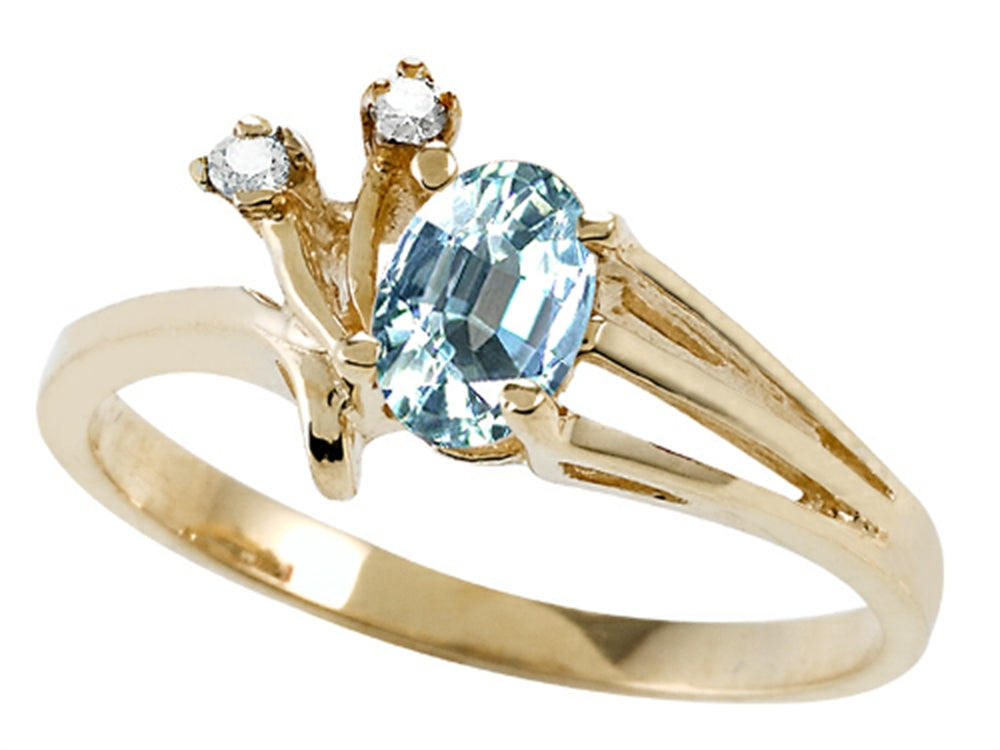 Tommaso Design Genuine Aquamarine Ring