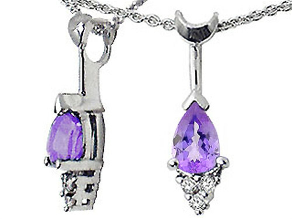 Tommaso Design Pear Shape 7x5mm Genuine Tanzanite Pendant Necklace