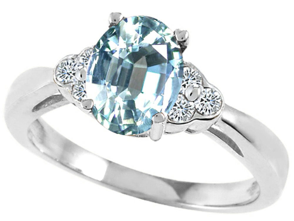 Tommaso Design Genuine Aquamarine Ring