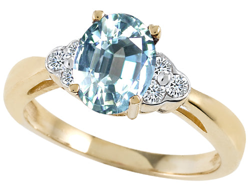 Tommaso Design Genuine Aquamarine Ring