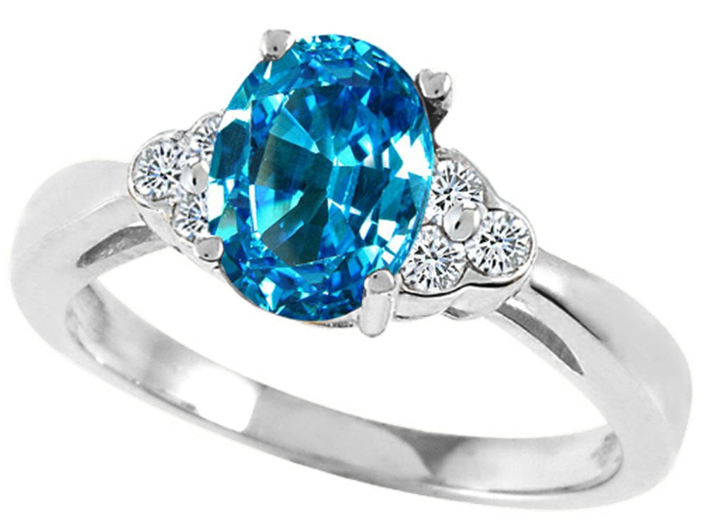 Tommaso Design Oval 8x6mm Genuine Blue Topaz Ring