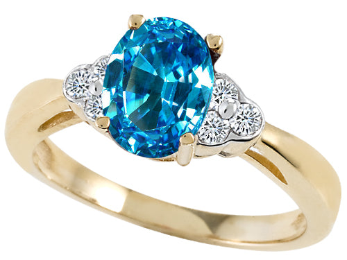 Tommaso Design Oval 8x6mm Genuine Blue Topaz Ring